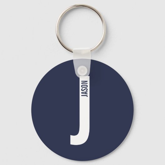 Moderne gepersonaliseerde vette monogram en naam sleutelhanger (Voorkant)