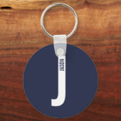 Moderne gepersonaliseerde vette monogram en naam sleutelhanger (Voorkant)
