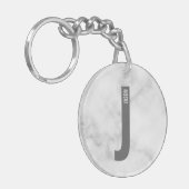 Moderne gepersonaliseerde vette monogram en naam sleutelhanger (Voorkant Links)