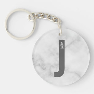 Moderne gepersonaliseerde vette monogram en naam sleutelhanger