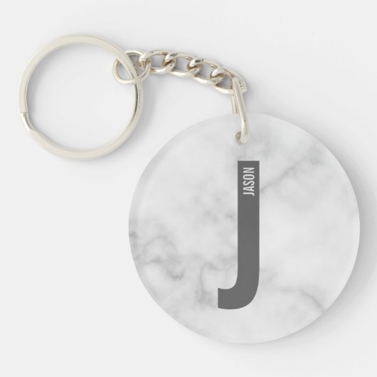 Moderne gepersonaliseerde vette monogram en naam sleutelhanger (Voorkant)