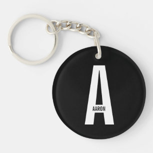 Moderne gepersonaliseerde vette monogram en naam sleutelhanger