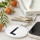 Moderne gepersonaliseerde vette monogram en naam sleutelhanger (Voorkant Rechts)