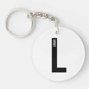 Moderne gepersonaliseerde vette monogram en naam sleutelhanger