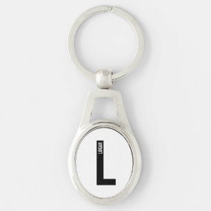 Moderne gepersonaliseerde vette monogram en naam sleutelhanger