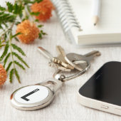 Moderne gepersonaliseerde vette monogram en naam sleutelhanger (Zijkant)