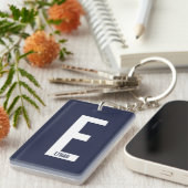 Moderne gepersonaliseerde vette monogram en naam sleutelhanger (Voorkant Rechts)