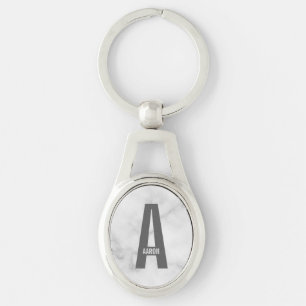 Moderne gepersonaliseerde vette monogram en naam sleutelhanger