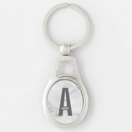 Moderne gepersonaliseerde vette monogram en naam sleutelhanger (Voorkant)