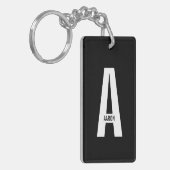 Moderne gepersonaliseerde vette monogram en naam sleutelhanger (Voorkant Links)
