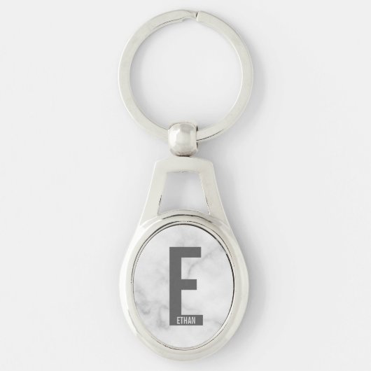 Moderne gepersonaliseerde vette monogram en naam sleutelhanger (Voorkant)