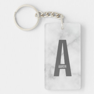 Moderne gepersonaliseerde vette monogram en naam sleutelhanger