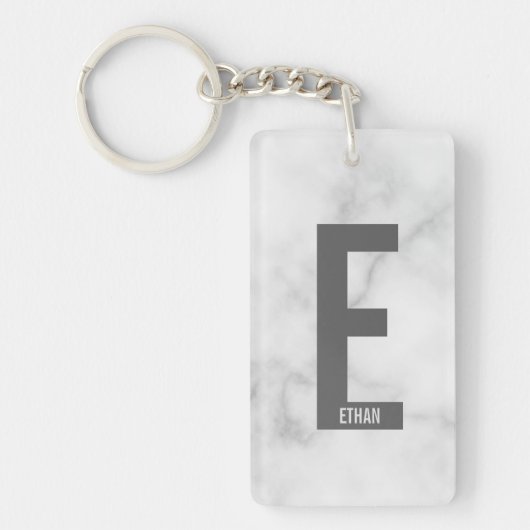 Moderne gepersonaliseerde vette monogram en naam sleutelhanger (Voorkant)
