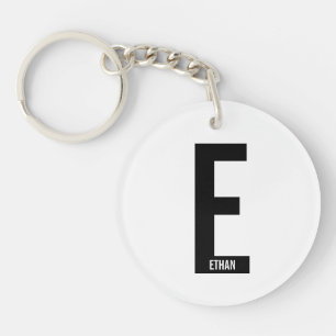 Moderne gepersonaliseerde vette monogram en naam sleutelhanger