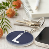 Moderne gepersonaliseerde vette monogram en naam sleutelhanger (Voorkant Rechts)
