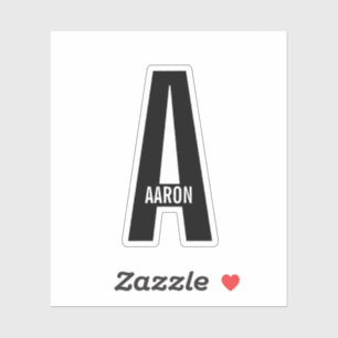 Moderne gepersonaliseerde vette monogram en naam sticker