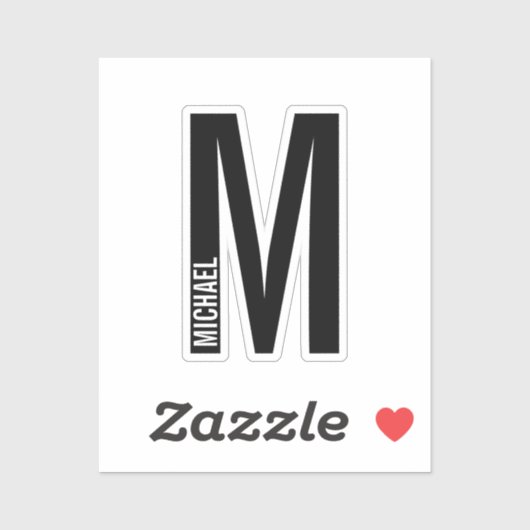 Moderne gepersonaliseerde vette monogram en naam sticker (Vel)