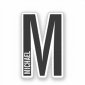 Moderne gepersonaliseerde vette monogram en naam sticker (Voorkant)