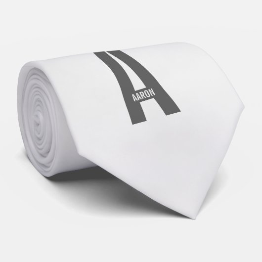 Moderne gepersonaliseerde vette monogram en naam stropdas (Opgerold)