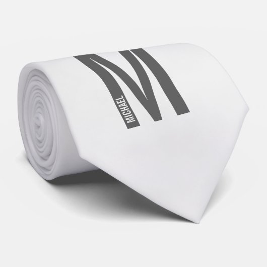 Moderne gepersonaliseerde vette monogram en naam stropdas (Opgerold)