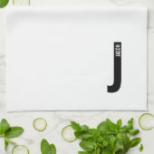 Moderne gepersonaliseerde vette monogram en naam theedoek (Gevouwen)