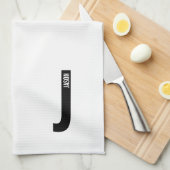 Moderne gepersonaliseerde vette monogram en naam theedoek (Quarter Fold)