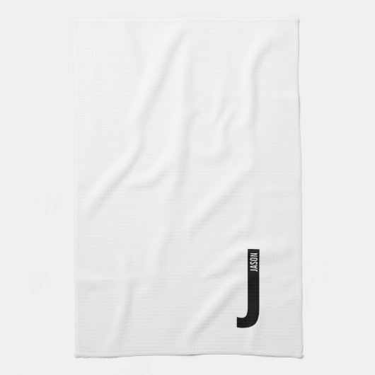 Moderne gepersonaliseerde vette monogram en naam theedoek (Verticaal)