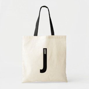Moderne gepersonaliseerde vette monogram en naam tote bag