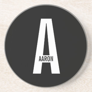 Moderne gepersonaliseerde vette monogram en naam zandsteen onderzetter