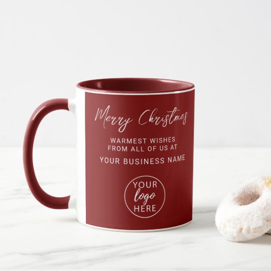 Moderne gepersonaliseerde vrolijk kerstfeest bedri mok (Met donut)