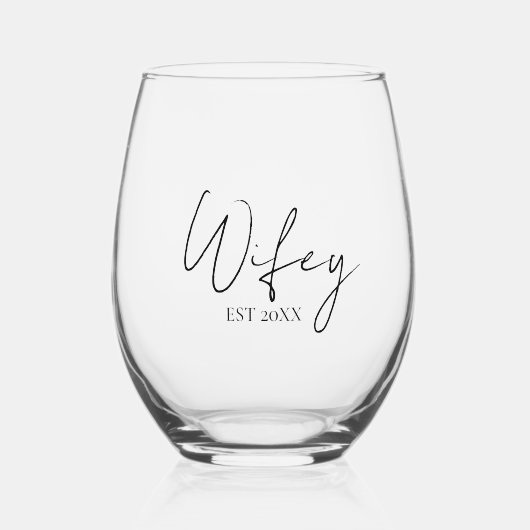 Moderne gepersonaliseerde vrouw wijnglas zonder voet (Voorkant)