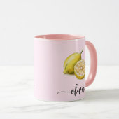 Moderne gepersonaliseerde Waterverf geel citroenro Mok (Voorkant rechts)