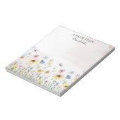 Moderne gepersonaliseerde Waterverf Wildflower Blo Notitieblok (Linkerzijde)