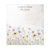 Moderne gepersonaliseerde Waterverf Wildflower Blo Notitieblok (Voorkant)