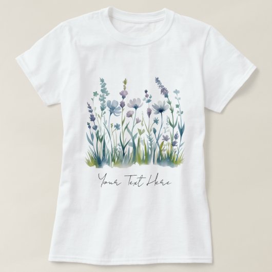 Moderne gepersonaliseerde Waterverf Wildflower Blo T-shirt (Design voorkant)