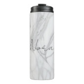 Moderne gepersonaliseerde witte marmeren patroon thermosbeker (Voorkant)