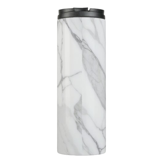 Moderne gepersonaliseerde witte marmeren patroon thermosbeker (Achterkant)