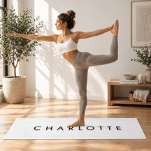 Moderne gepersonaliseerde witte naam yogamat