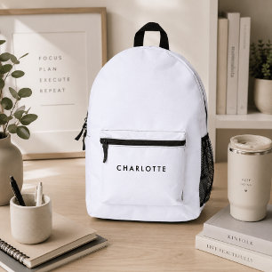 Moderne Gepersonaliseerde Witte Rugzak Met Naam