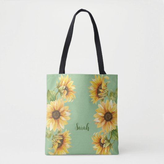 Moderne gepersonaliseerde zonnebloem tote bag (Voorkant)