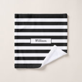 Moderne gepersonaliseerde zwart-wit gestreepte bad handdoek (Wasdoekje)