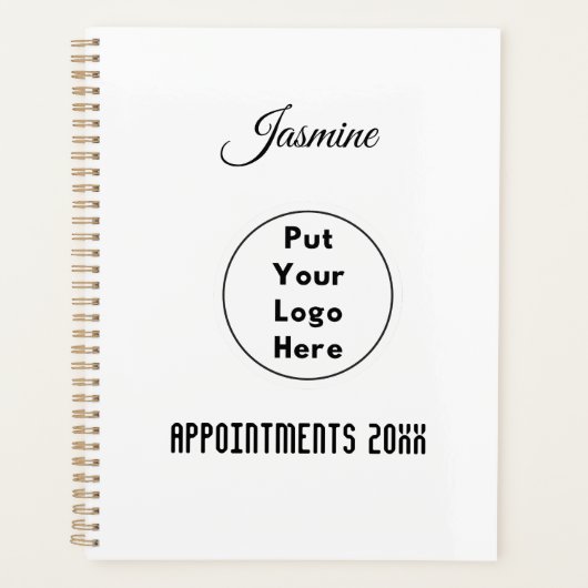 Moderne gepersonaliseerde zwart-wit logo jaar naam planner (Voorkant)