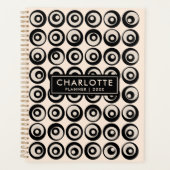 Moderne Gepersonaliseerde Zwarte Crème Cirkels 202 Planner (Voorkant)