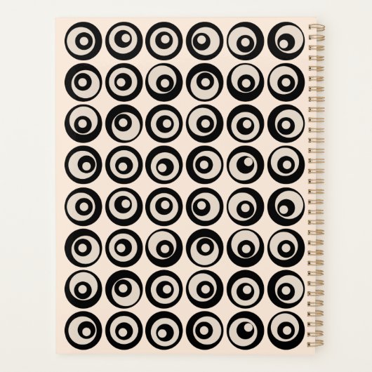 Moderne Gepersonaliseerde Zwarte Crème Cirkels 202 Planner (Achterkant)