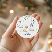 Moderne Gepersonaliseerde Zwarte en Gouden Kerstmi Ronde Sticker