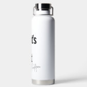 Moderne gepersonaliseerde zwarte kleurentekst waterfles (Achterkant)