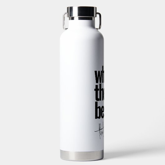 Moderne gepersonaliseerde zwarte kleurentekst waterfles (Voorkant)