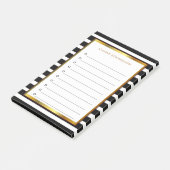 Moderne gepersonaliseerde zwarte strepen goud post-it® notes (Schuin)