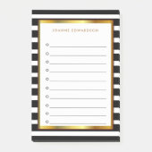 Moderne gepersonaliseerde zwarte strepen goud post-it® notes (Voorkant)