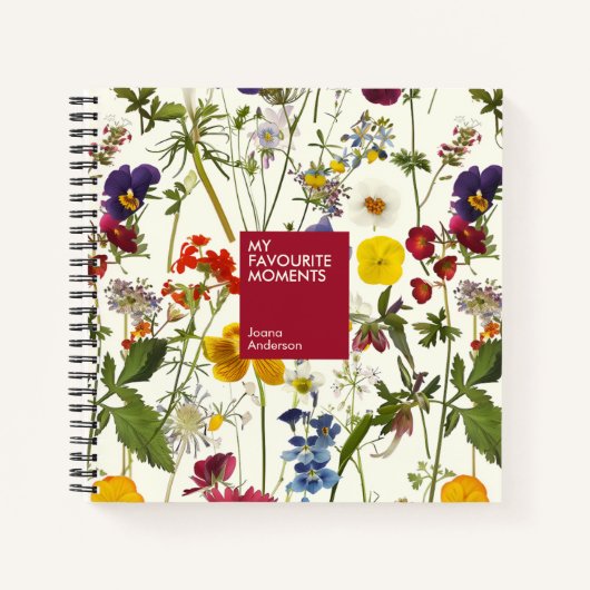 Moderne geperste bloemen Elegant patroon Notitieboek (Voorkant)